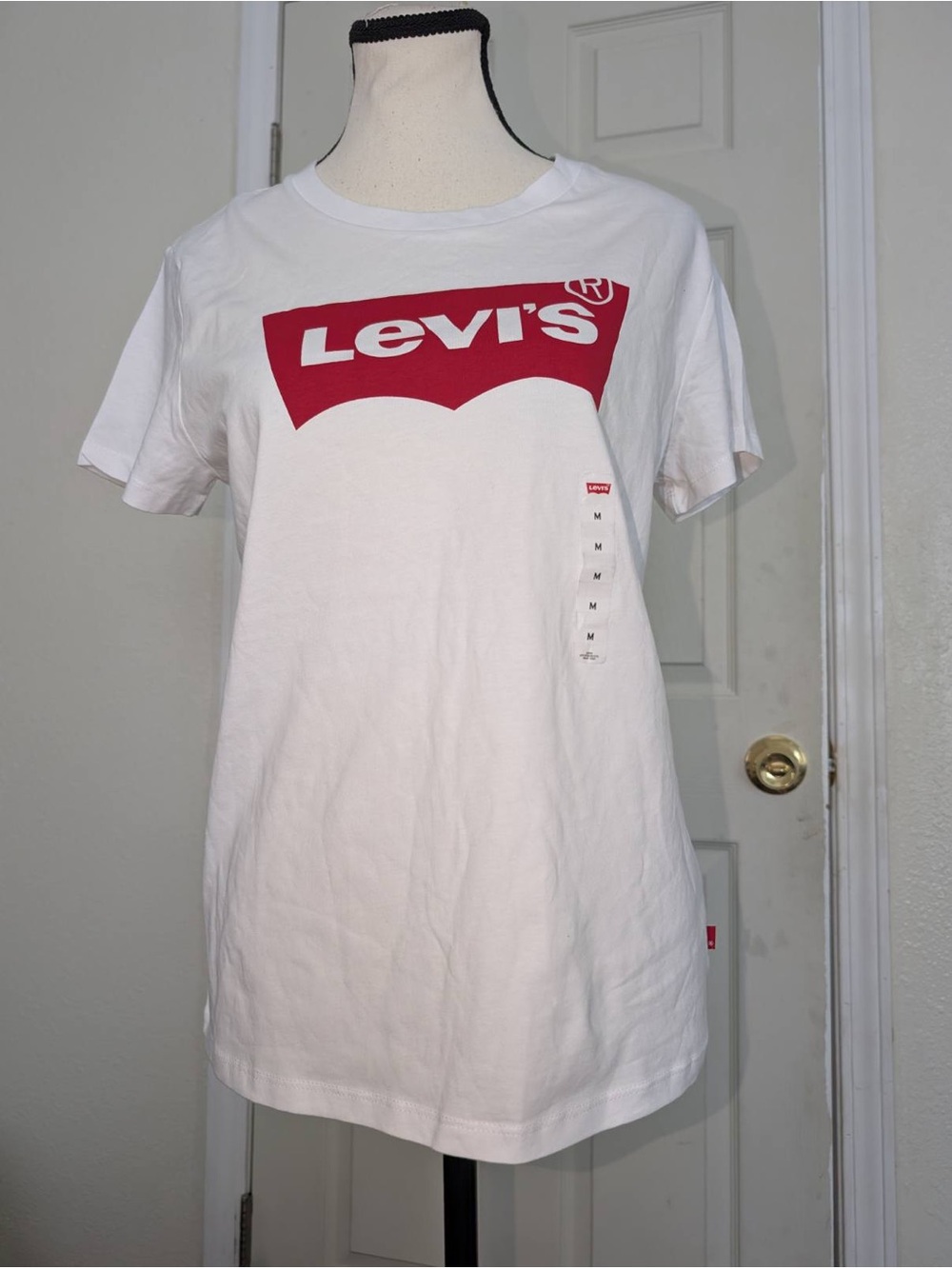 Levi's White Short-Sleeve Tee with Red Logo